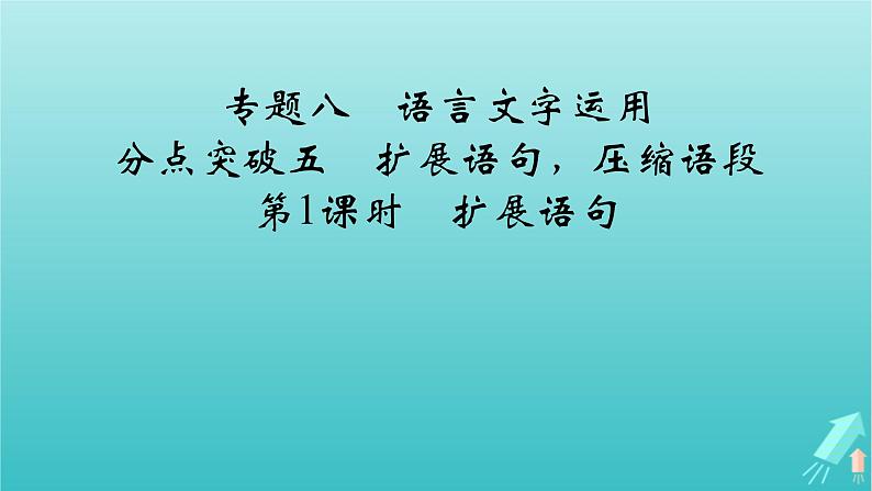 新教材适用2024版高考语文一轮总复习复习任务群4语言文字运用专题8语言文字运用分点突破5扩展语句压缩语段第1课时扩展语句课件02