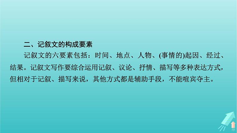 新教材适用2024版高考语文一轮总复习复习任务群5写作专题10文体与构思分点突破2记叙文的文体架构课件第5页