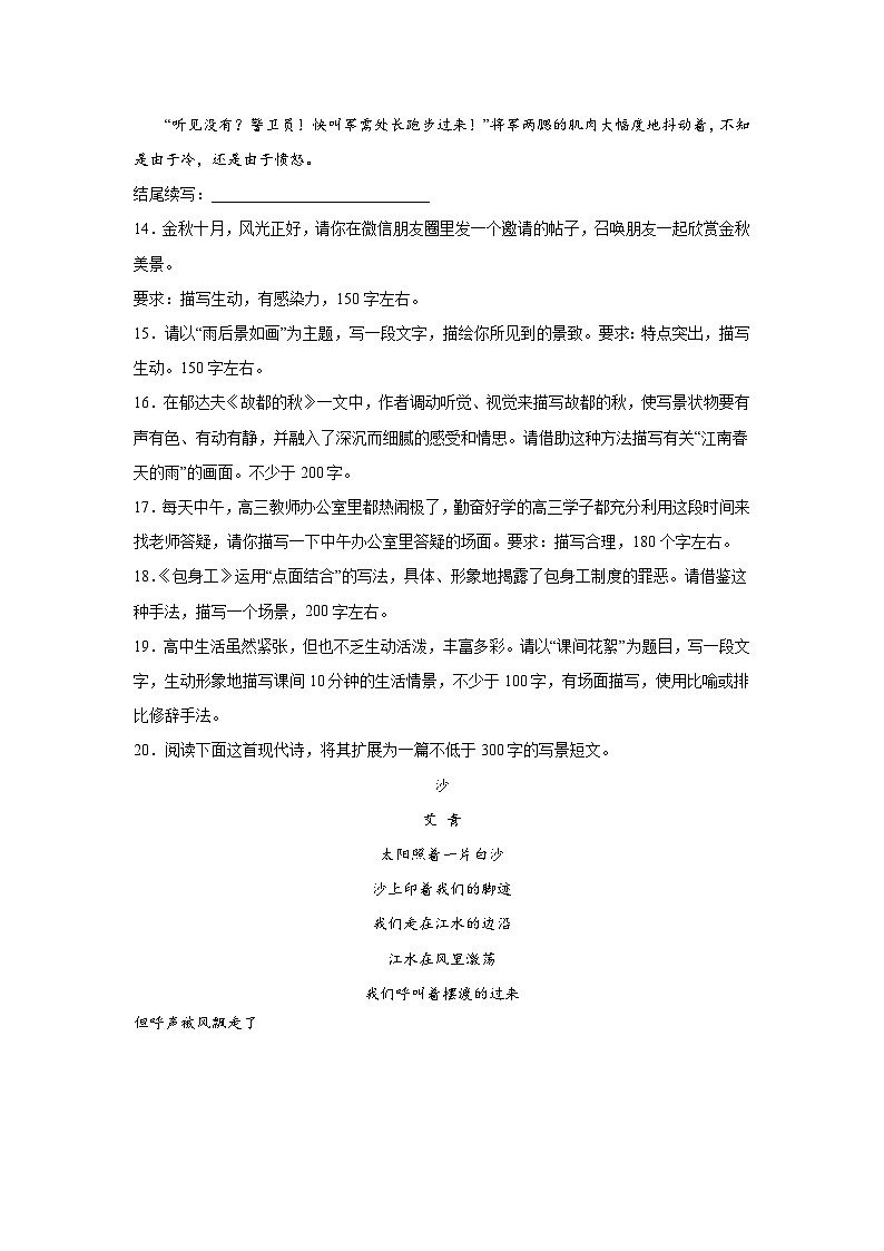 高考语文微写作分类训练：描绘场景第3页