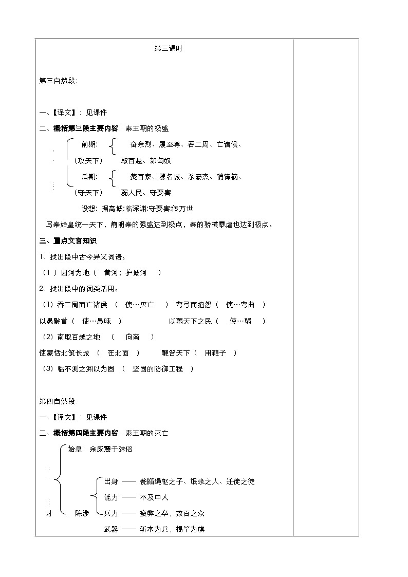 高中语文统编版选择性必修中册《过秦论》（第三课时）教学设计第3页