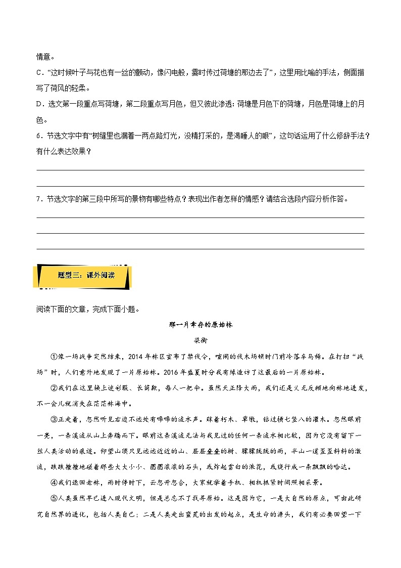 14.2《荷塘月色》分层作业（解析版+原卷版）-人教统编版语文必修上册03