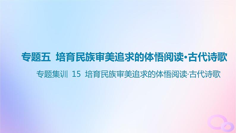 广东专用2024版高考语文大一轮总复习第二部分古代诗文阅读专题五培育民族审美追求的体悟阅读_古代诗歌专题集训15课件第1页