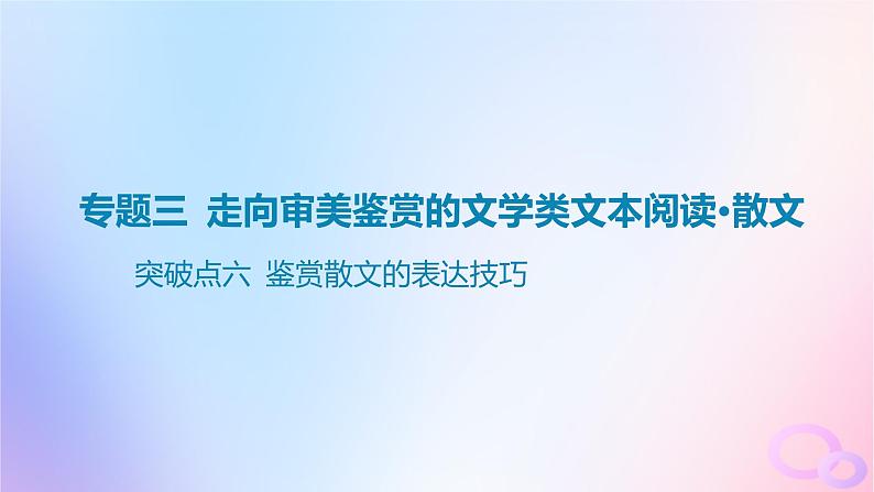 广东专用2024版高考语文大一轮总复习第一部分现代文阅读专题三走向审美鉴赏的文学类文本阅读_散文突破点六鉴赏散文的表达技巧课件第1页