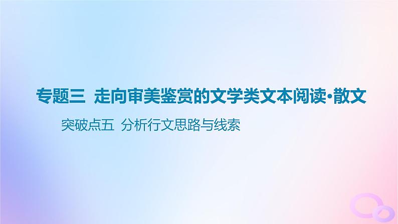 广东专用2024版高考语文大一轮总复习第一部分现代文阅读专题三走向审美鉴赏的文学类文本阅读_散文突破点五分析行文思路与线索课件第1页