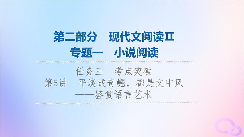 2024版高考语文一轮总复习第2部分现代文阅读Ⅱ专题1小说阅读任务3考点突破第5讲平淡或奇崛都是文中风__鉴赏语言艺术课件第1页