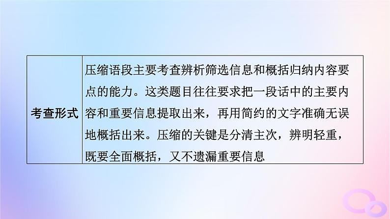 2024版高考语文一轮总复习第4部分语言文字运用任务2考点突破考点6句子表达效果分析第1讲融会其主旨削减枝与叶__压缩语段课件第4页