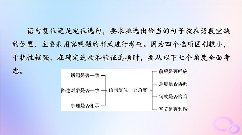 2024版高考语文一轮总复习第4部分语言文字运用任务2考点突破考点7语言连贯第2讲语脉细梳理虚位以待君__语句复位课件02