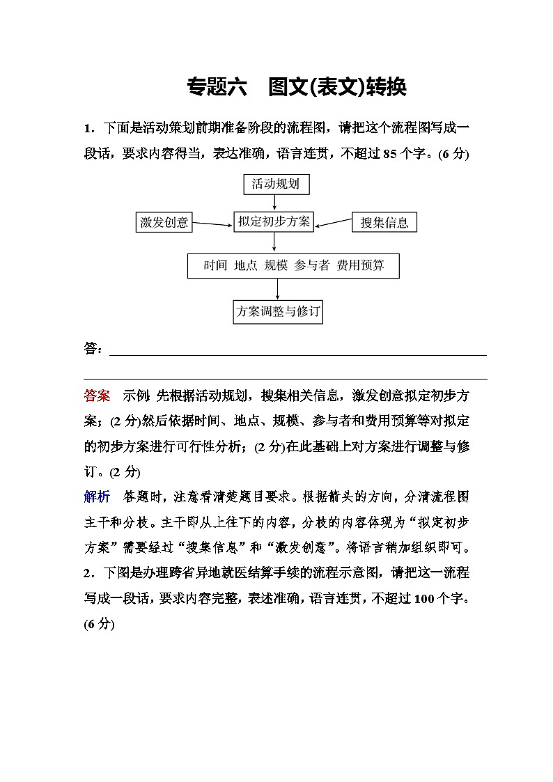 新课标语文高三总复习作业：6图文（表文）转换 Word版含答案01