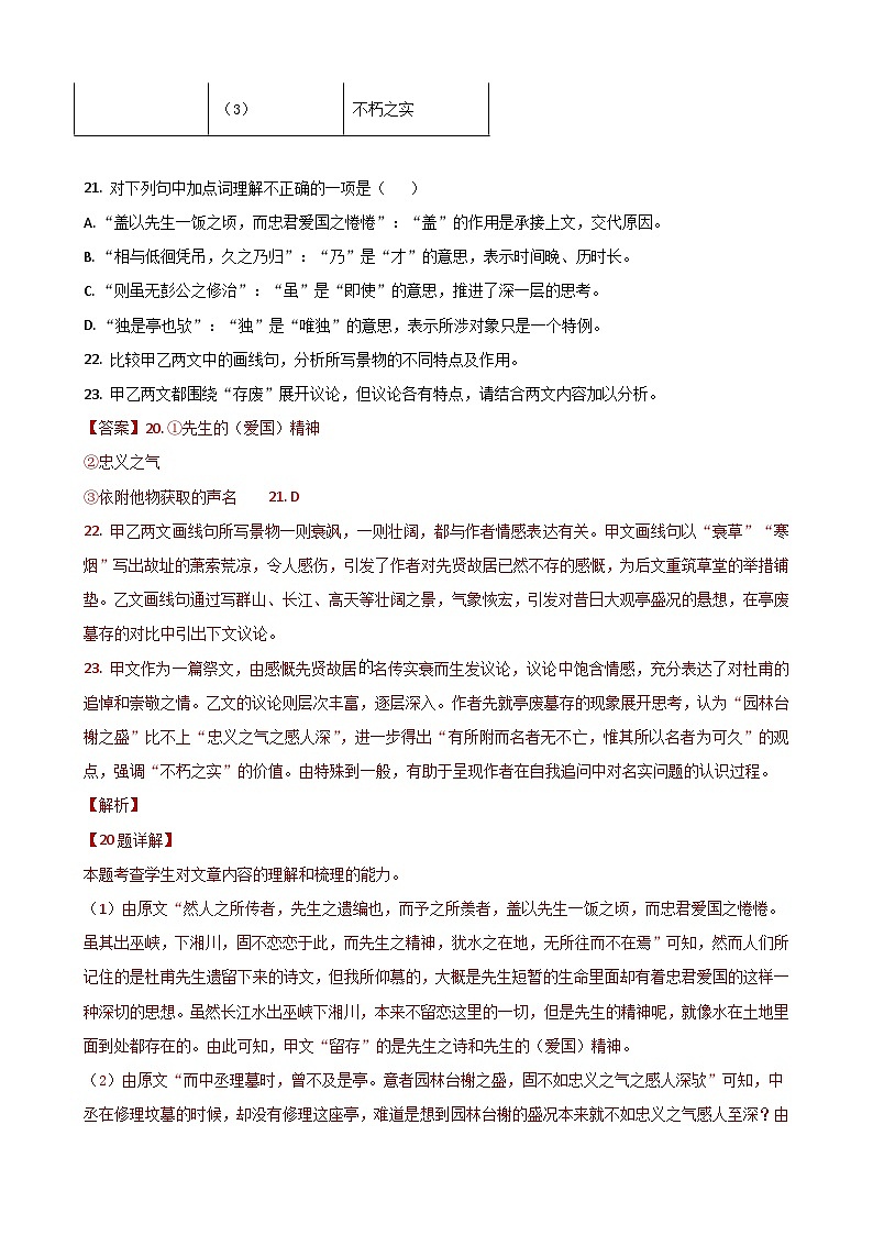 专题06 文言文阅读二（文言散文）-备战2024年高考语文二模试题分项汇编（上海专用）03