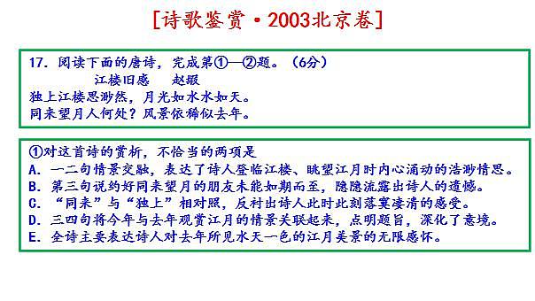 2002年-2023年北京卷高考诗歌鉴赏试题解析（PPT）07