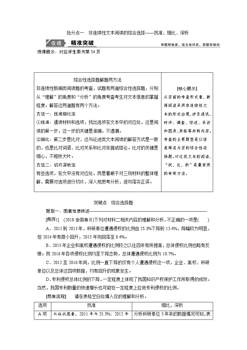 【高考二轮】高考语文高分技巧二轮讲义：专题四 抢分点一非连续性文本阅读的综合选择 Word版含答案第1页