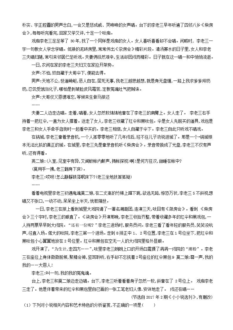 高考语文二轮复习易错点特训11文学类文本阅读小说 含解析第3页