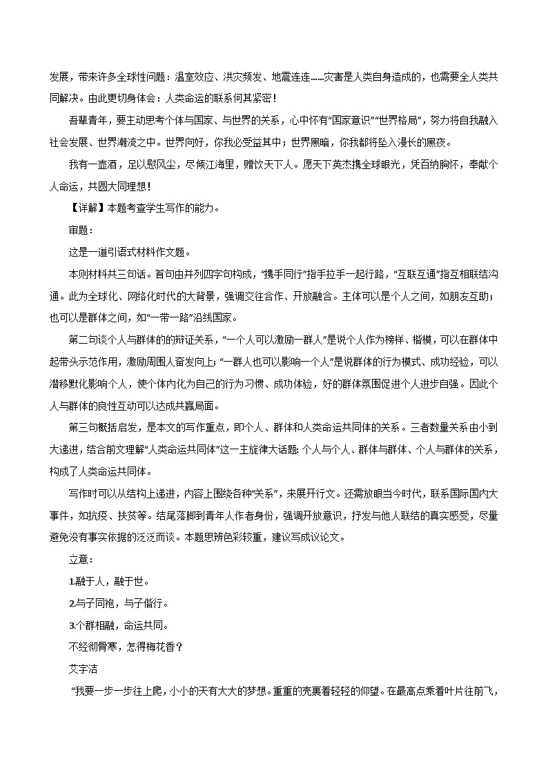 专题20  与子同袍，与子偕行-2023年高考语文热门主题作文精选及点评02