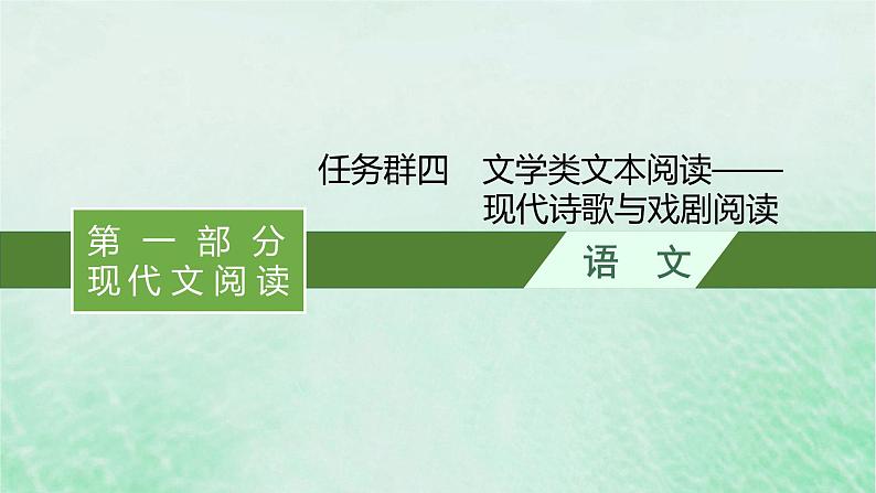 适用于新教材2024版高考语文一轮总复习第一部分现代文阅读任务群四文学类文本阅读__现代诗歌与戏剧阅读课件部编版01