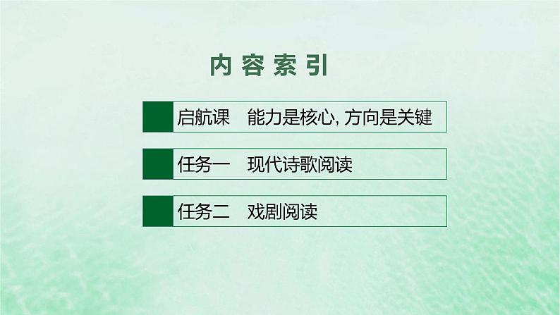 适用于新教材2024版高考语文一轮总复习第一部分现代文阅读任务群四文学类文本阅读__现代诗歌与戏剧阅读课件部编版02