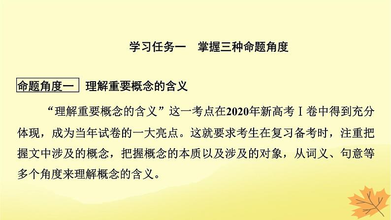 2024版高考语文一轮总复习第1章信息类文本阅读第三节概念理解和要点概括题__找准命题角度定位细微差别课件第4页