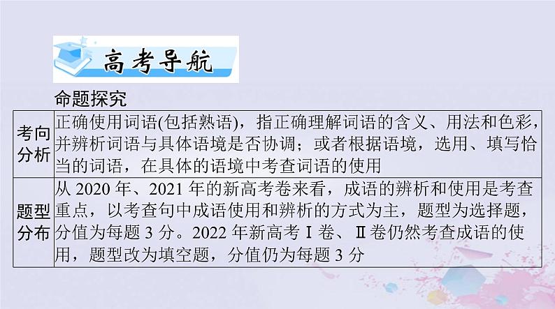 2024届高考语文一轮总复习第三部分专题七正确使用词语包括熟语课件02