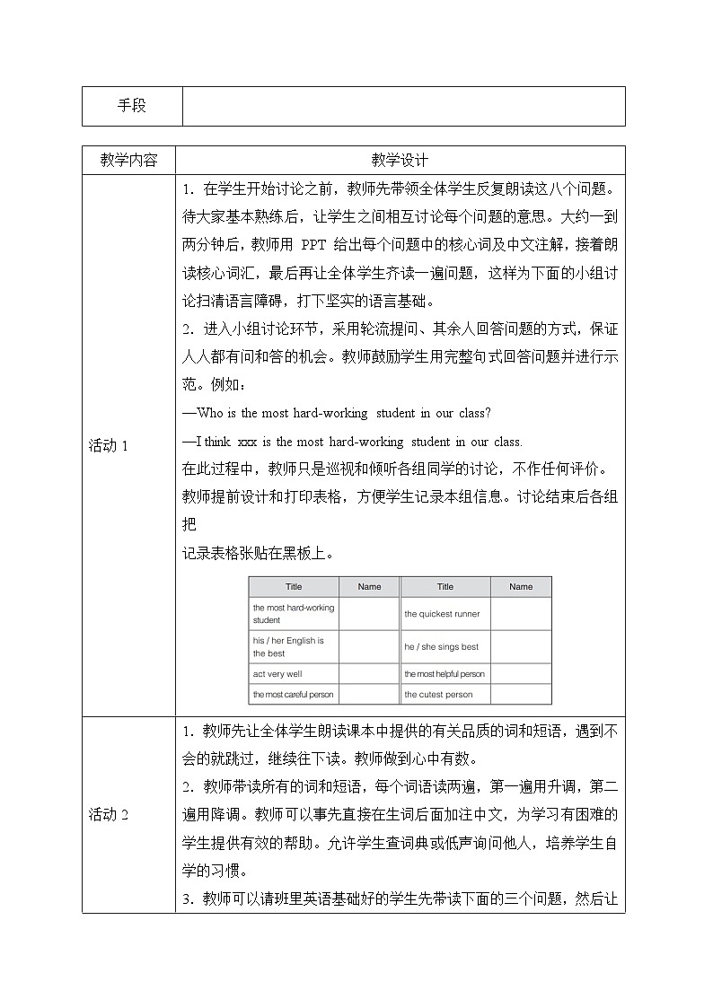 【中职专用】高中英语 Unit 5 Learning from Role Models Listening and Reading 教学设计-2022-2023学年中职英语语文版（2021）基础模块202