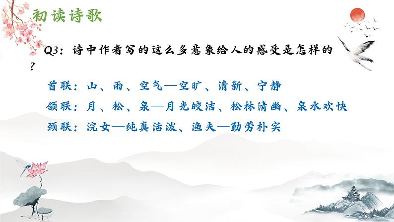 【中职专用】高中语文 人教版·基础模块上册  13-2诗四首《山居秋暝》（教学课件）第6页