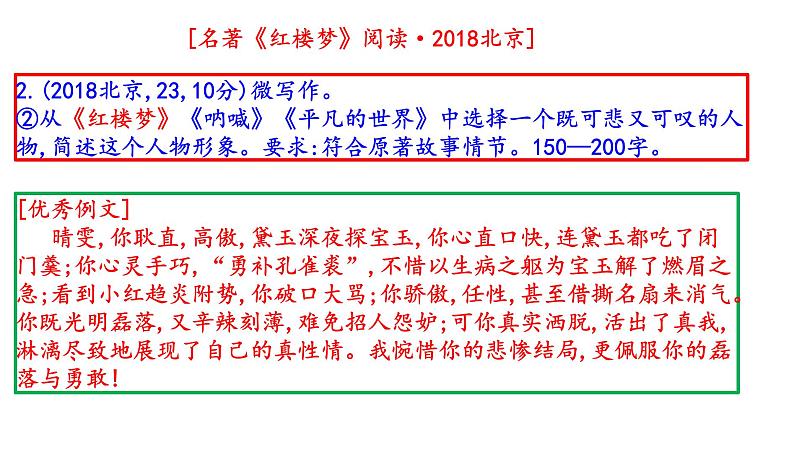 2014年-2023年北京卷高考名著《红楼梦》阅读试题解析课件PPT07