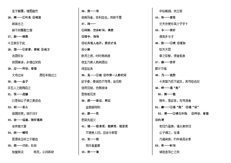专题02  文言翻译你最行（二）（教师版）-2022年高考语文一轮复习之夯实文言实词100词第2页