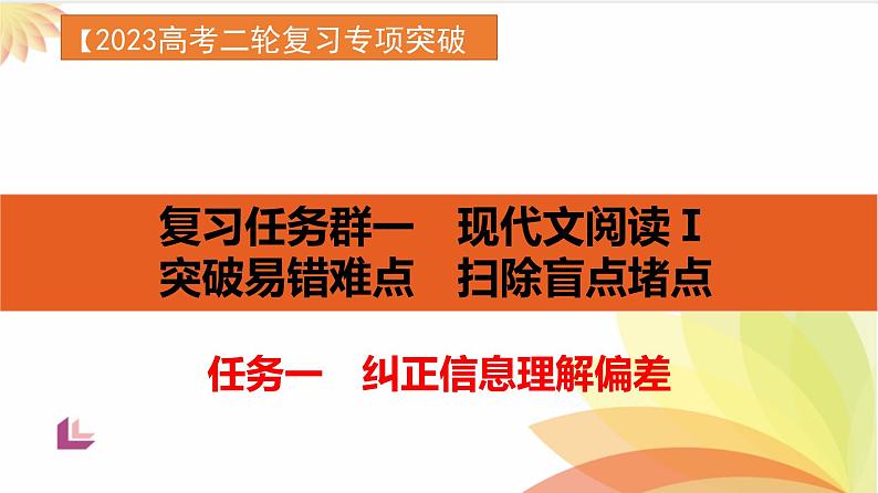 任务1 突破易错难点，纠正信息理解偏差-2023年高考语文二轮复习专项突破技巧讲练（全国通用）课件PPT第1页