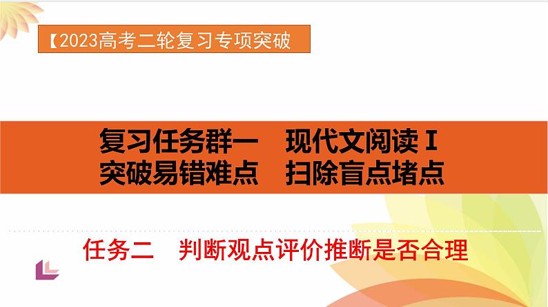 任务2 突破易错难点，判断观点评价推断是否合理-2023年高考语文二轮复习专项突破技巧讲练（全国通用）课件PPT01