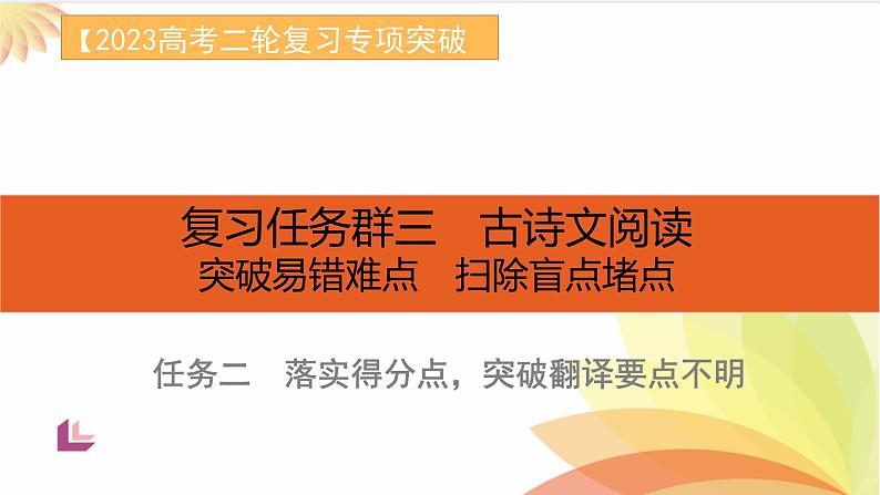 任务2 突破易错难点：文言文——落实得分点，突破翻译要点不明-2023年高考语文二轮复习专项突破技巧讲练（全国通用）课件PPT01