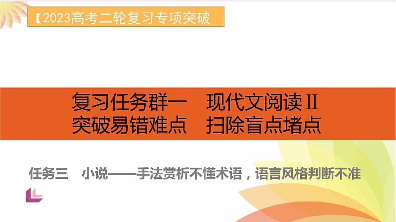 任务3 突破易错难点：小说——手法赏析不懂术语，语言风格判断不准-2023年高考语文二轮复习专项突破技巧讲练（全国通用）课件PPT第1页