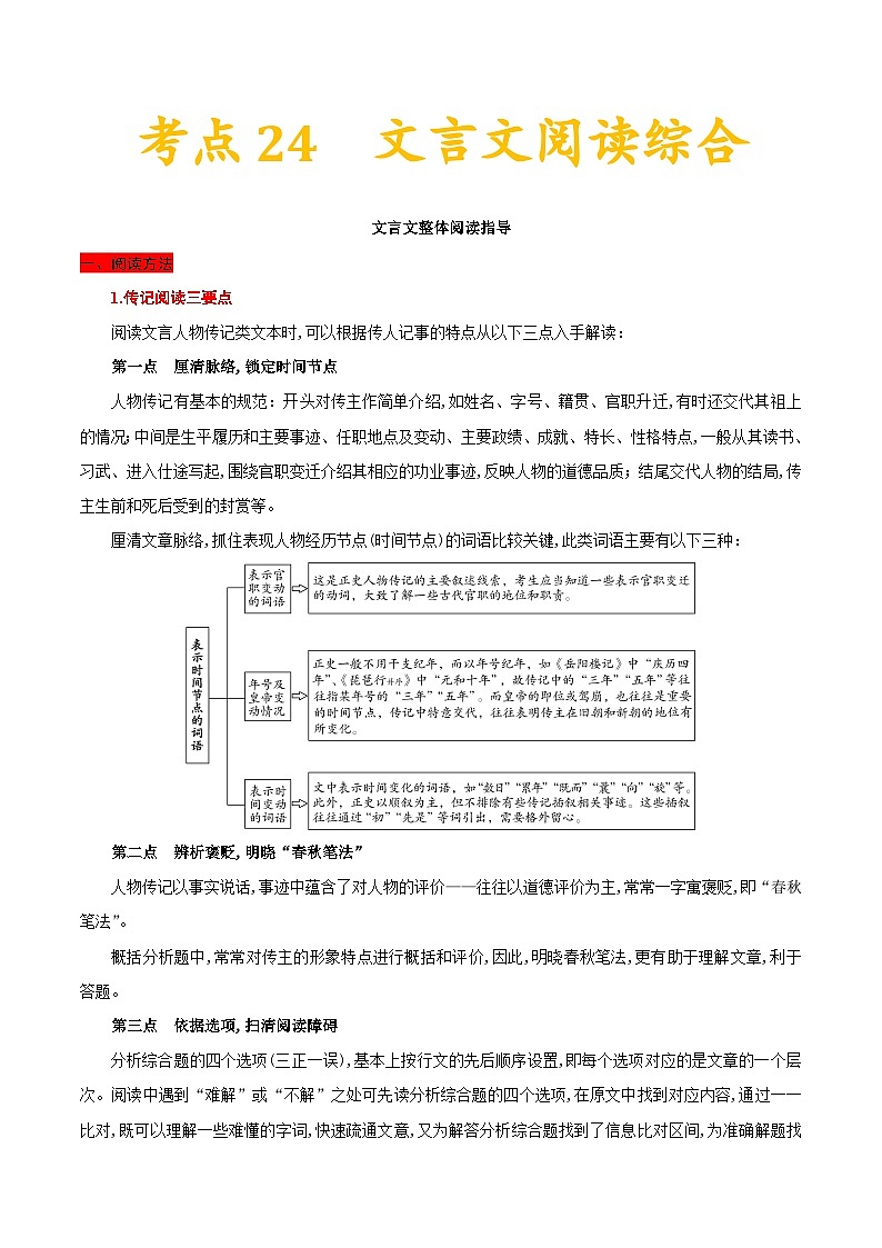 考点25  文言文阅读综合-备战2022年高考语文一轮复习考点帮第1页