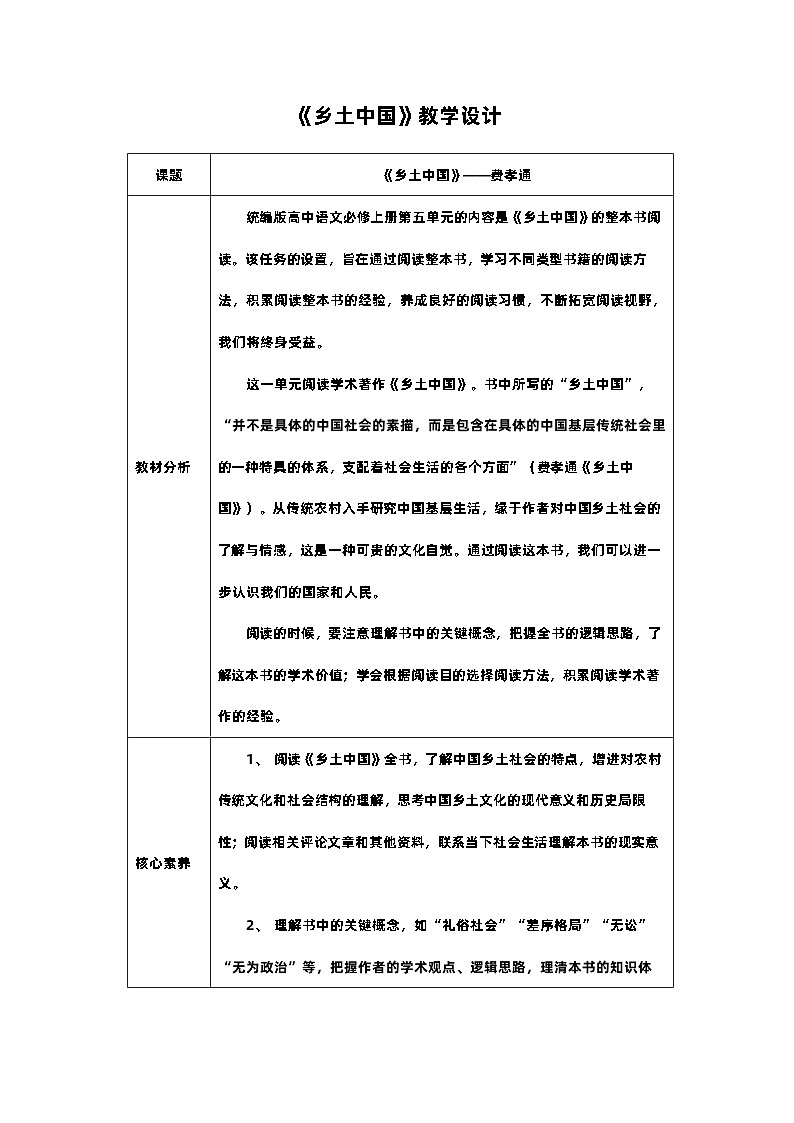 第五单元 整本书阅读《乡土中国》 （1）课件+教案01