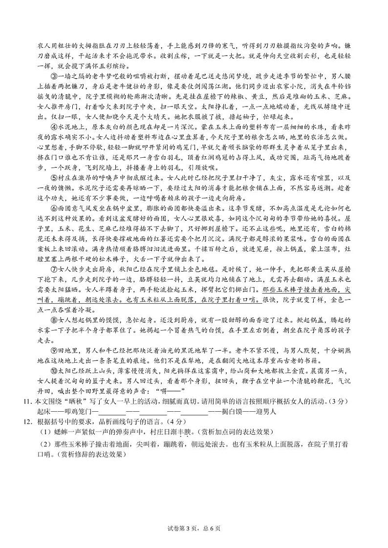 2023级新高一学生学科素养测试卷（语文）-远航版-A4-学生用卷第3页