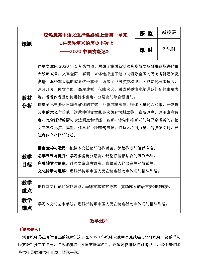 4《在民族复兴的历史丰碑上—2020中国抗疫记》课件+教案01