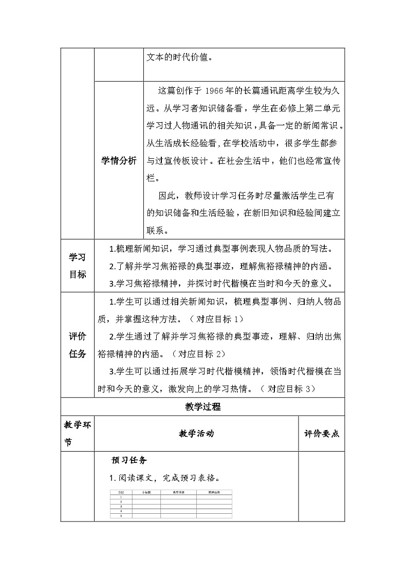 3.2《县委书记的榜样——焦裕禄》教学设计 2022-2023学年统编版高中语文选择性必修上册第2页