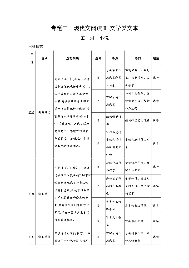 专题三　现代文阅读Ⅱ·文学类文本第1页