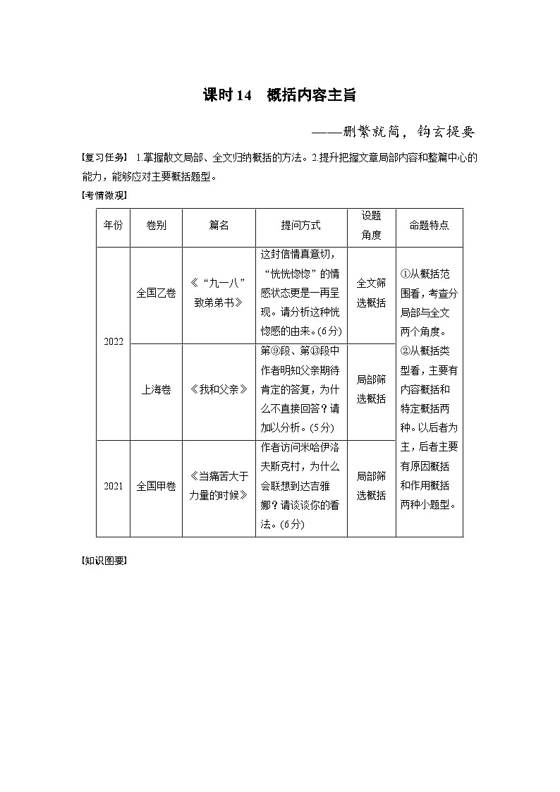 高考语文一轮复习课时练习 板块2 散文阅读 课时14　概括内容主旨（含解析）第1页