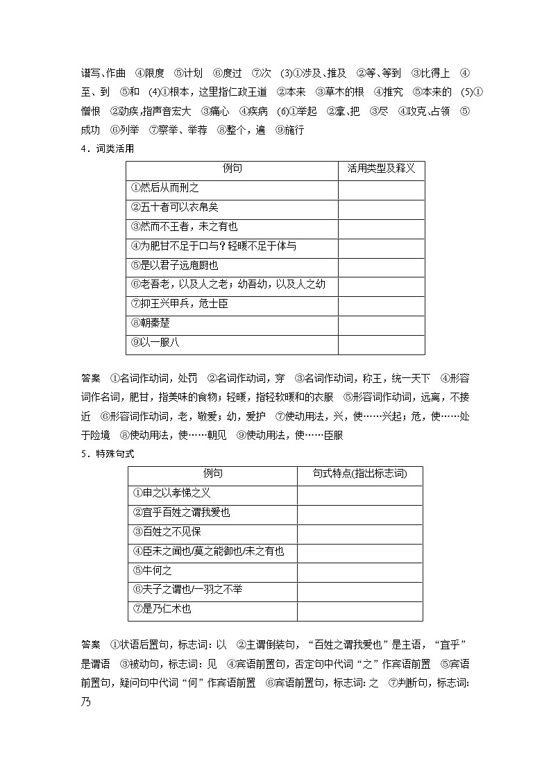 高考语文一轮复习课时练习 板块5 第1部分 教材文言文复习 课时25　《齐桓晋文之事》（含解析）第3页