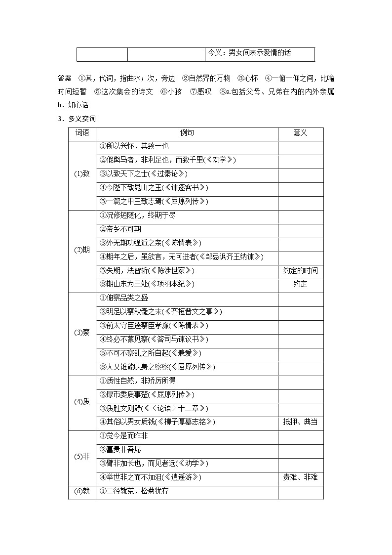 高考语文一轮复习课时练习 板块5 第1部分 教材文言文复习 课时35　《兰亭集序》《归去来兮辞并序》（含解析）第2页
