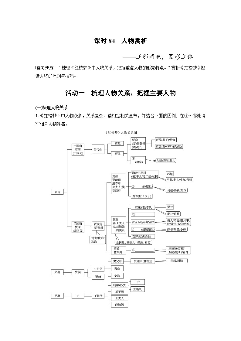 高考语文一轮复习课时练习 板块9 整本书阅读《红楼梦》 课时84（含解析）第1页