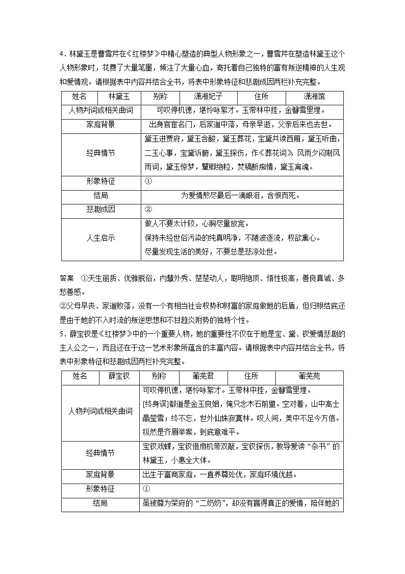 高考语文一轮复习课时练习 板块9 整本书阅读《红楼梦》 课时84（含解析）第3页