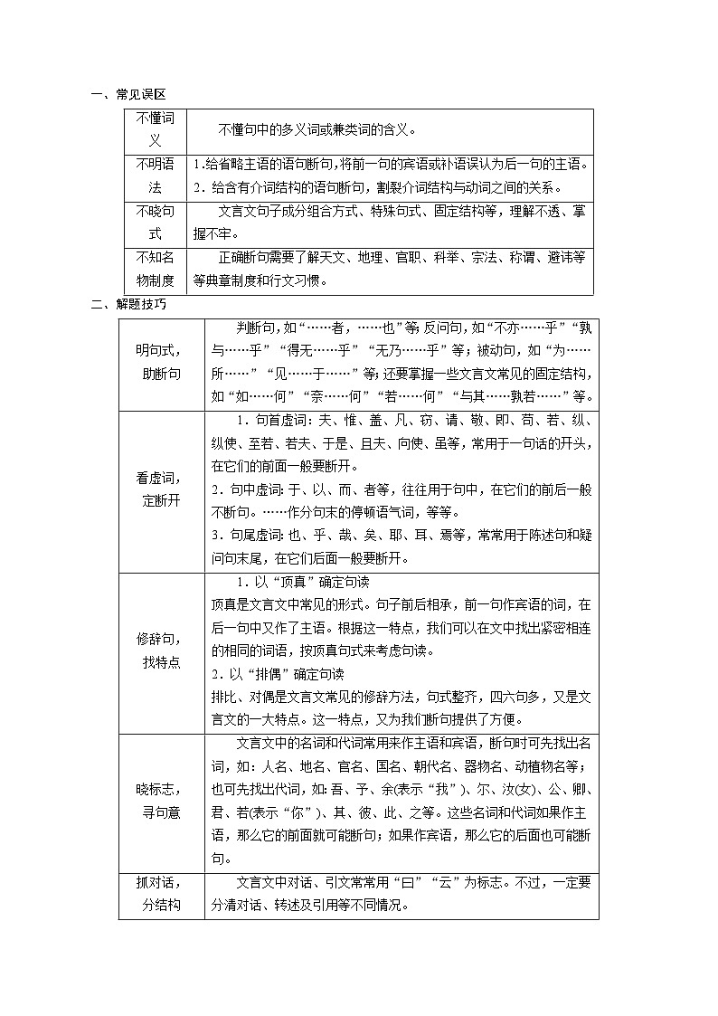 高考语文一轮复习考点巩固练习考点13 文言断句（含解析）第3页