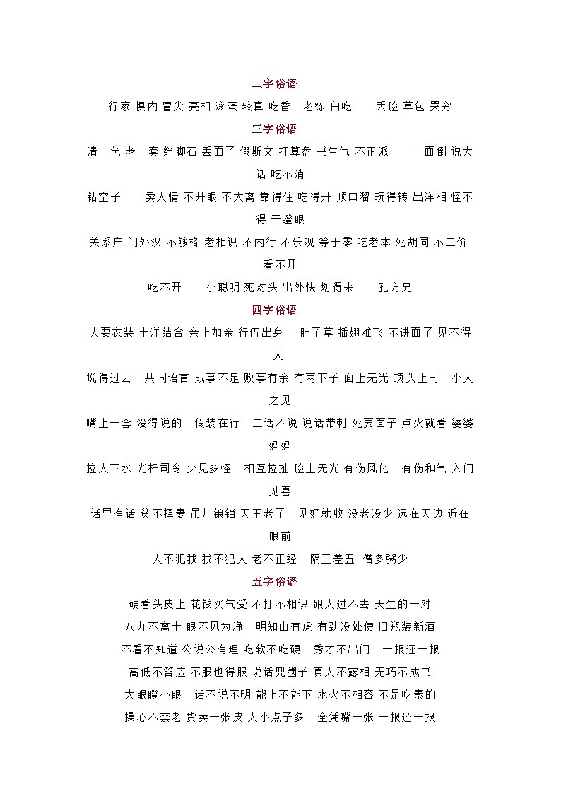 高中语文作文常用俗语集锦第1页