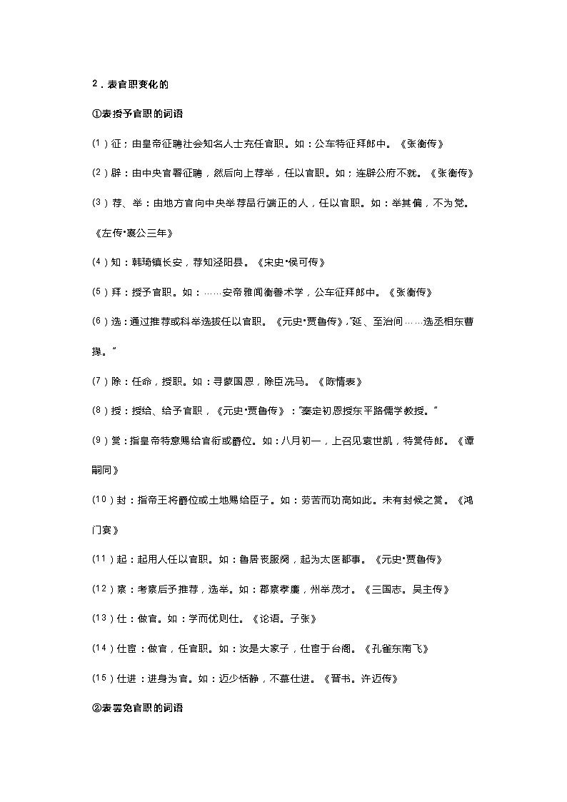 高中语文资料：文言文官职人物常用词语第2页