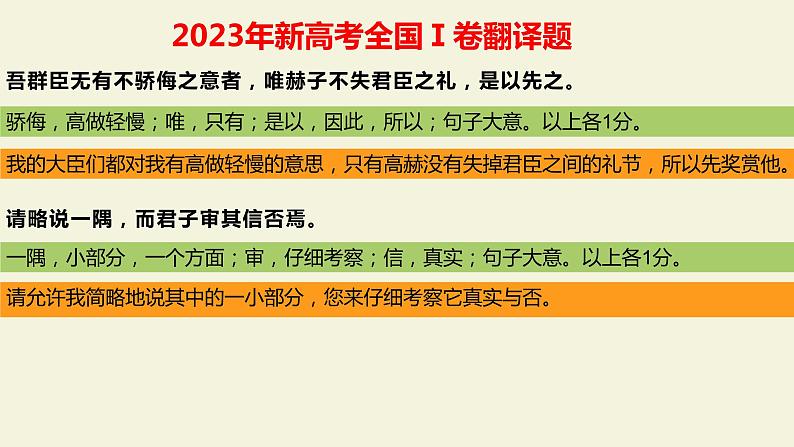 2024届高考语文复习：文言文翻译 课件05