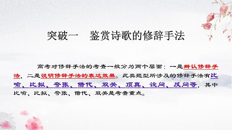 2024届高考专题复习：鉴赏诗歌的表达技巧之修辞手法 课件04