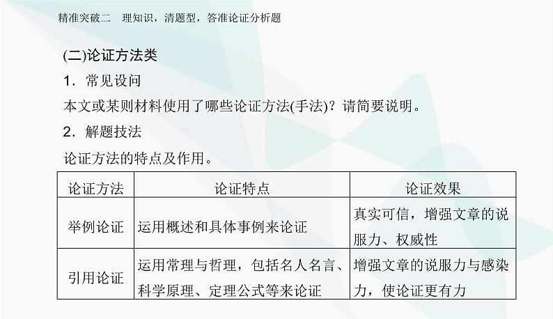 2024届高考语文二轮复习专题一突破二理知识，清题型，答准论证分析题课件08