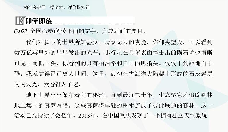 2024届高考语文二轮复习专题一突破四据文本，评价探究题课件第4页