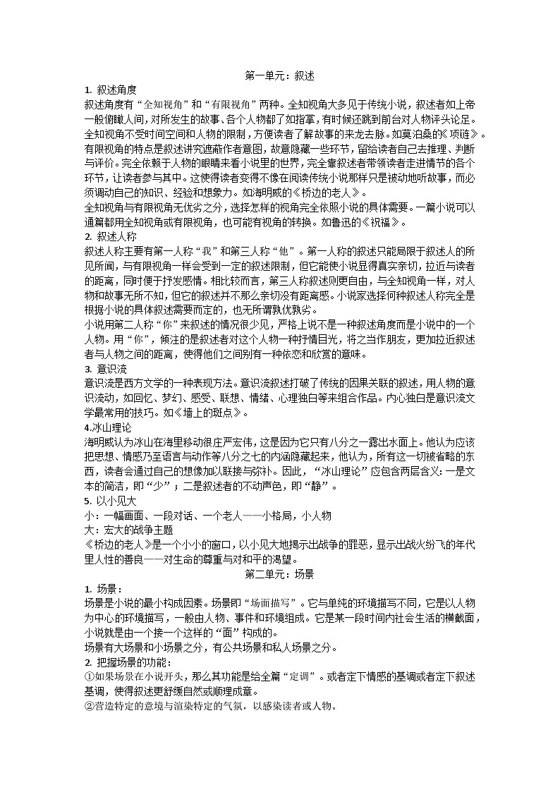 高考语文复习--小说必备知识第1页