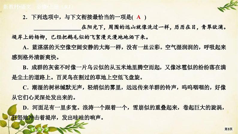 统编版高中语文必修上册课时作业(三)百合花　哦，香雪课件03