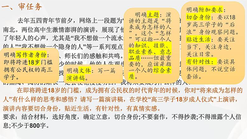 2024届高考作文复习： 演讲稿 ”我不想做这样的人“”我想成为这样的人“课件第4页